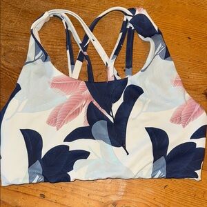 Senita Athletics Blue and Pink Sports Bra with Crisscross Straps